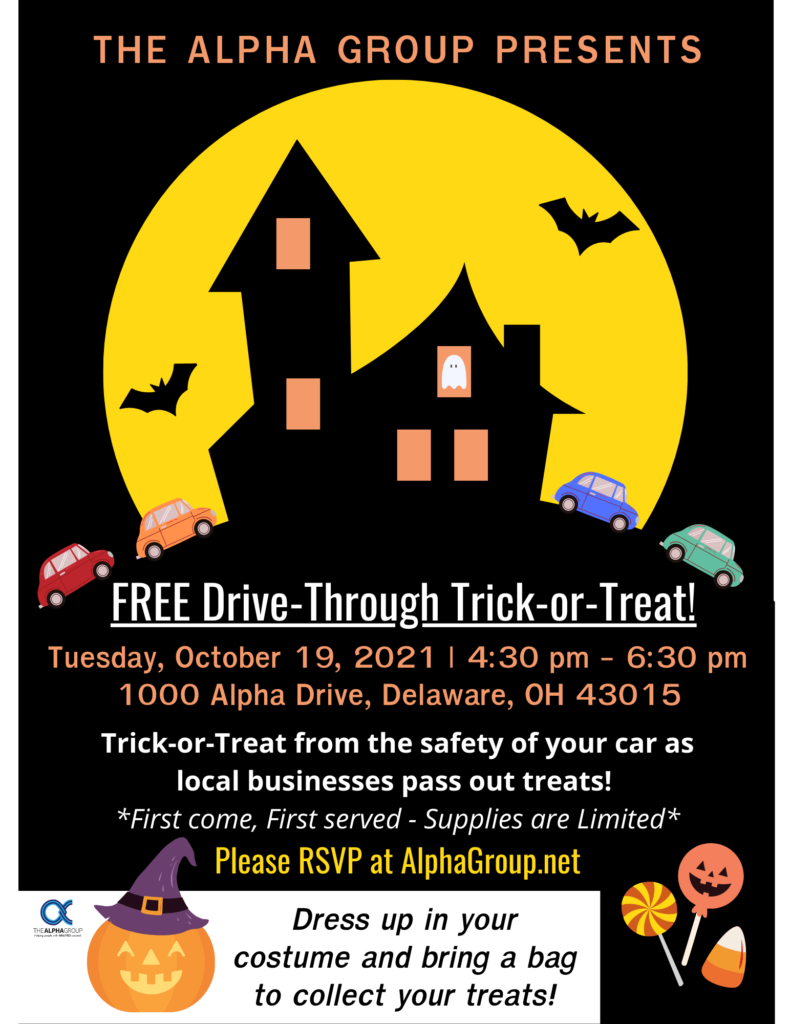 Alpha Group Drive Through Trick or Treat flyer